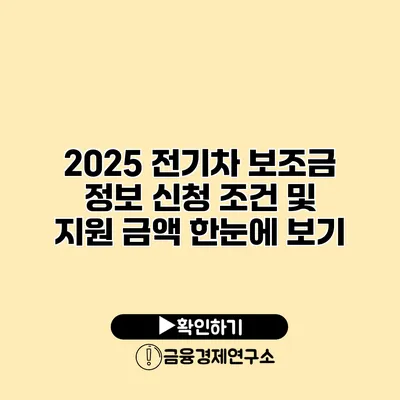 2025 전기차 보조금 정보 신청 조건 및 지원 금액 한눈에 보기