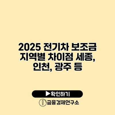 2025 전기차 보조금 지역별 차이점 세종, 인천, 광주 등