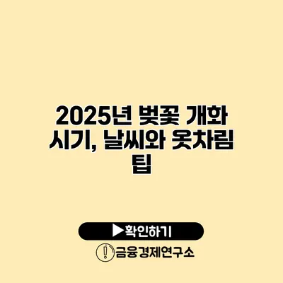 2025년 벚꽃 개화 시기, 날씨와 옷차림 팁