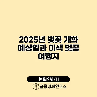 2025년 벚꽃 개화 예상일과 이색 벚꽃 여행지