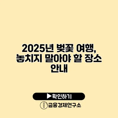 2025년 벚꽃 여행, 놓치지 말아야 할 장소 안내