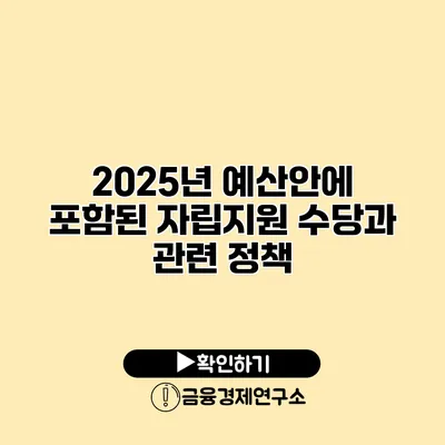 2025년 예산안에 포함된 자립지원 수당과 관련 정책