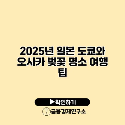 2025년 일본 도쿄와 오사카 벚꽃 명소 여행 팁