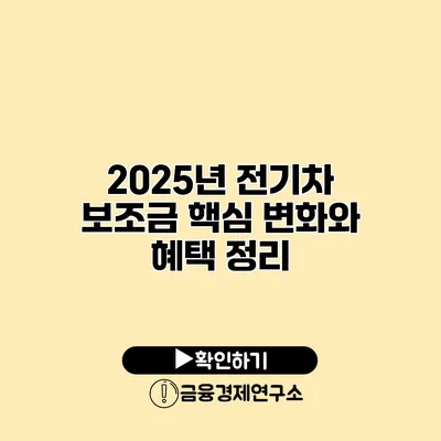 2025년 전기차 보조금 핵심 변화와 혜택 정리