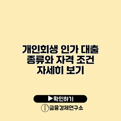 개인회생 인가 대출 종류와 자격 조건 자세히 보기