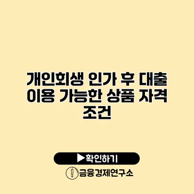 개인회생 인가 후 대출 이용 가능한 상품 자격 조건
