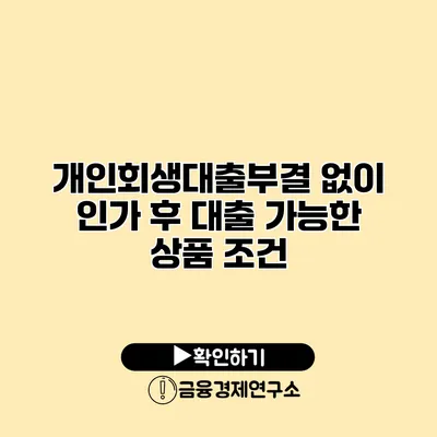 개인회생대출부결 없이 인가 후 대출 가능한 상품 조건