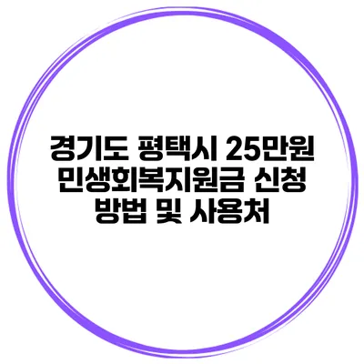 경기도 평택시 25만원 민생회복지원금 신청 방법 및 사용처