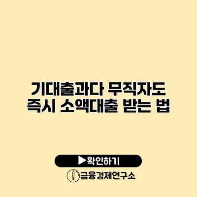 기대출과다 무직자도 즉시 소액대출 받는 법