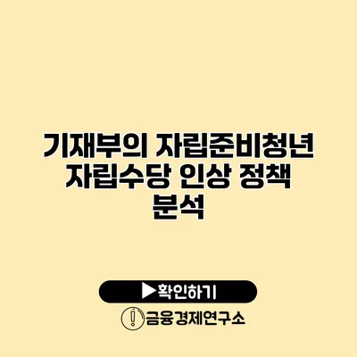 기재부의 자립준비청년 자립수당 인상 정책 분석