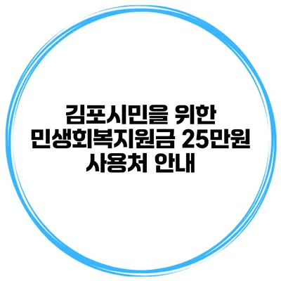 김포시민을 위한 민생회복지원금 25만원 사용처 안내