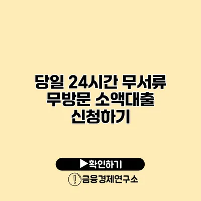 당일 24시간 무서류 무방문 소액대출 신청하기