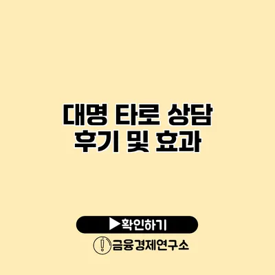 대명 타로 상담 후기 및 효과