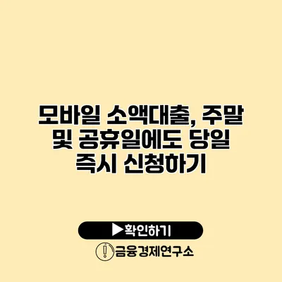 모바일 소액대출, 주말 및 공휴일에도 당일 즉시 신청하기