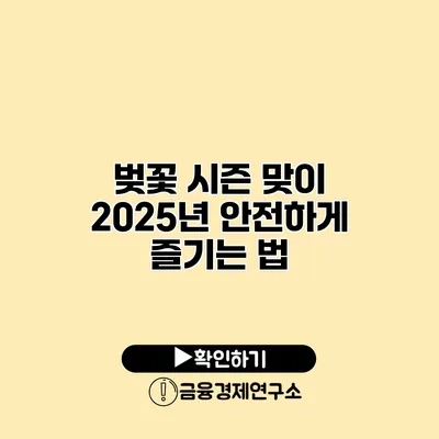 벚꽃 시즌 맞이 2025년 안전하게 즐기는 법