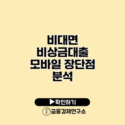 비대면 비상금대출 모바일 장단점 분석