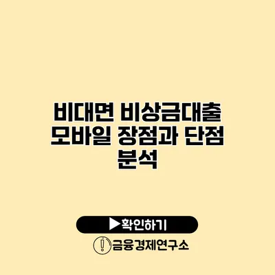 비대면 비상금대출 모바일 장점과 단점 분석