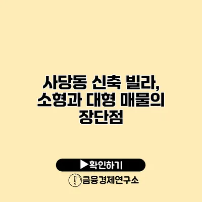 사당동 신축 빌라, 소형과 대형 매물의 장단점