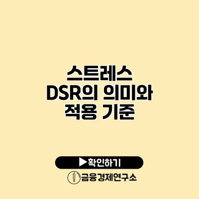 스트레스 DSR의 의미와 적용 기준
