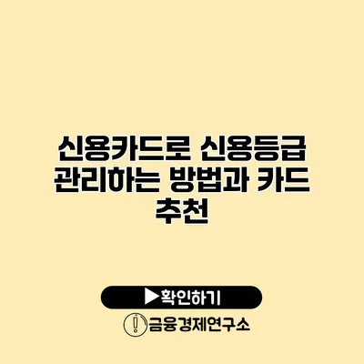 신용카드로 신용등급 관리하는 방법과 카드 추천
