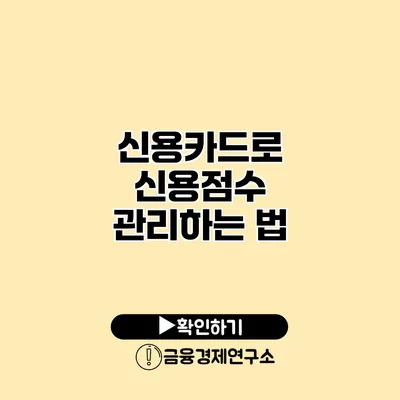 신용카드로 신용점수 관리하는 법