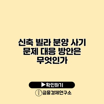 신축 빌라 분양 사기 문제 대응 방안은 무엇인가?