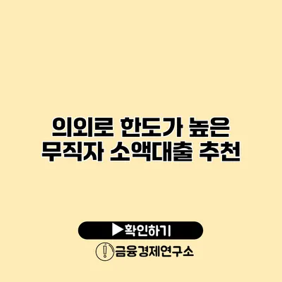 의외로 한도가 높은 무직자 소액대출 추천