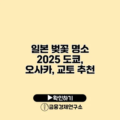 일본 벚꽃 명소 2025 도쿄, 오사카, 교토 추천