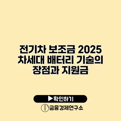 전기차 보조금 2025 차세대 배터리 기술의 장점과 지원금