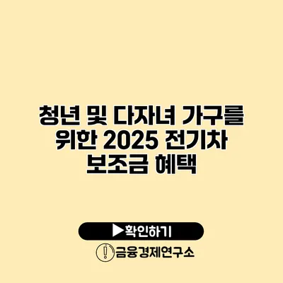 청년 및 다자녀 가구를 위한 2025 전기차 보조금 혜택