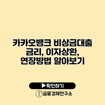 카카오뱅크 비상금대출 금리, 이자상환, 연장방법 알아보기