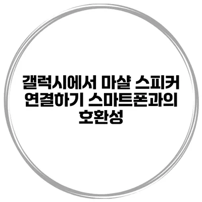 갤럭시에서 마샬 스피커 연결하기 스마트폰과의 호환성