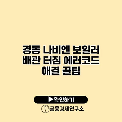 경동 나비엔 보일러 배관 터짐 에러코드 해결 꿀팁