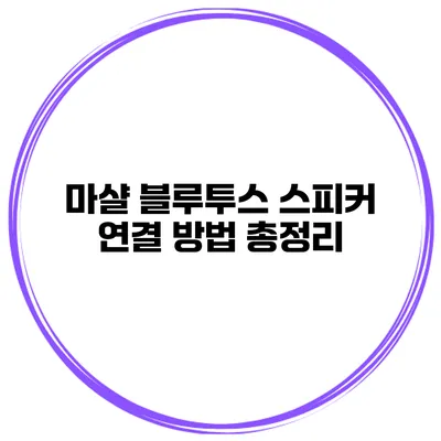 마샬 블루투스 스피커 연결 방법 총정리