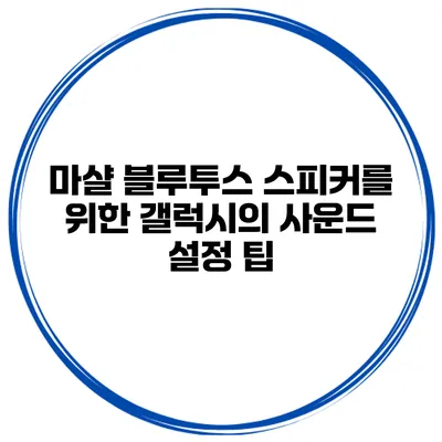 마샬 블루투스 스피커를 위한 갤럭시의 사운드 설정 팁