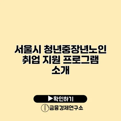 서울시 청년중장년노인 취업 지원 프로그램 소개