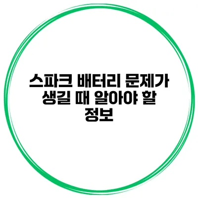 스파크 배터리 문제가 생길 때 알아야 할 정보