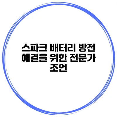 스파크 배터리 방전 해결을 위한 전문가 조언