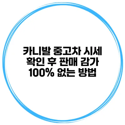 카니발 중고차 시세 확인 후 판매 감가 100% 없는 방법